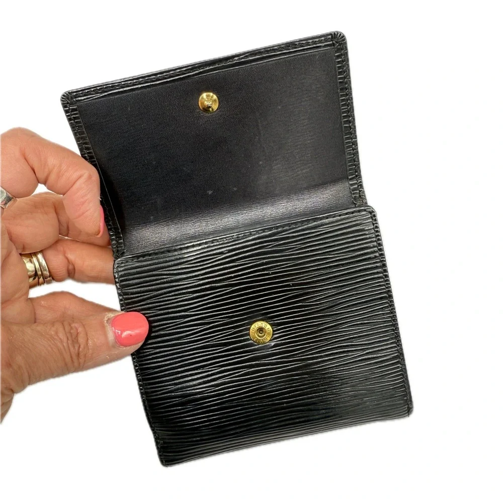 Louis Vuitton Elise Compact Wallet Black Epi Leather Vintage 1992 Authentic